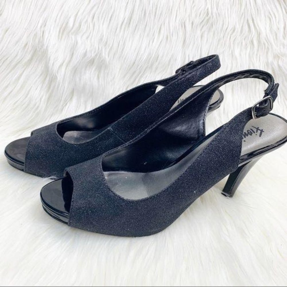 Fioni Sling Back Open Toe Shimmer Heels 8.5